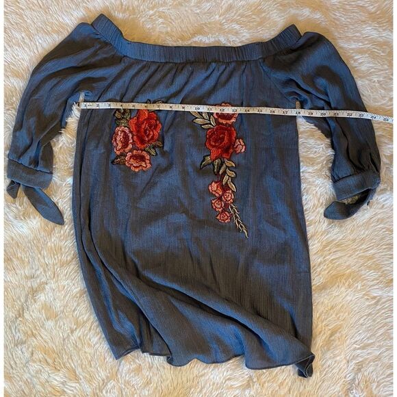 Moa Moa SZ M Woman’s Sexy Off The Shoulder Floral Embroidered Blouse/Top - Picture 6 of 11